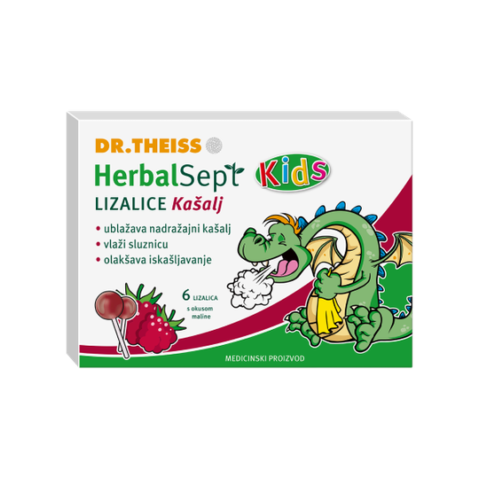 Herbalsept kids lizalice protiv kašlja malina 6 lizalica