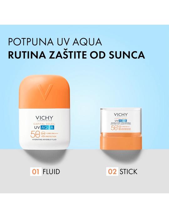 Vichy Capital Soleil UV Aqua nevidljivi hidracijski fluid SPF50+ stick 10g