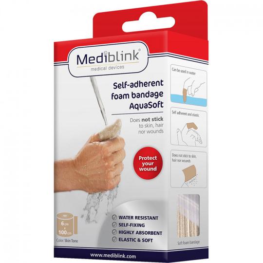 Mediblink AquaSoft samoljepljivi vodootporni zavoj 6x100cm bež