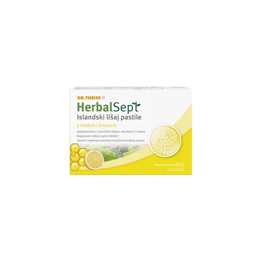HerbalSept pastile Islandski lišaj s medom i limunom 24 pastile