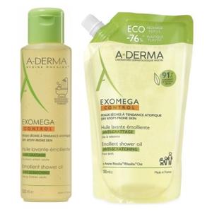 A-derma Exomega Control Emolijentno ulje za tuširanje + Refill Promo pakiranje 500 ml