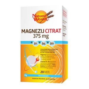 Natural Wealth Magnezij citrat 375 + B1 + B6 + B9 20 šumećih tableta