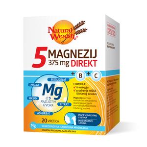 Natural Wealth 5 magnezij 375 mg DIREKT + B +C 20 vrećica