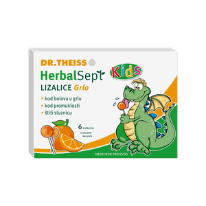 Herbalsept kids lizalice za grlo naranča 6 lizalica