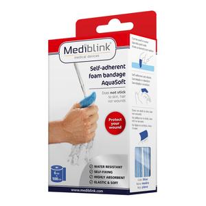 MEDIBLINK samoljepljivi vodootporni zavoj AquaSoft 6 x 100 cm plavi